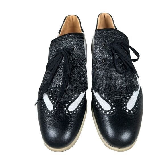 Brooks Brothers Black & White Brogue Oxford Golf Shoes Men's Sz 10 Made in Italy - Picture 2 of 13